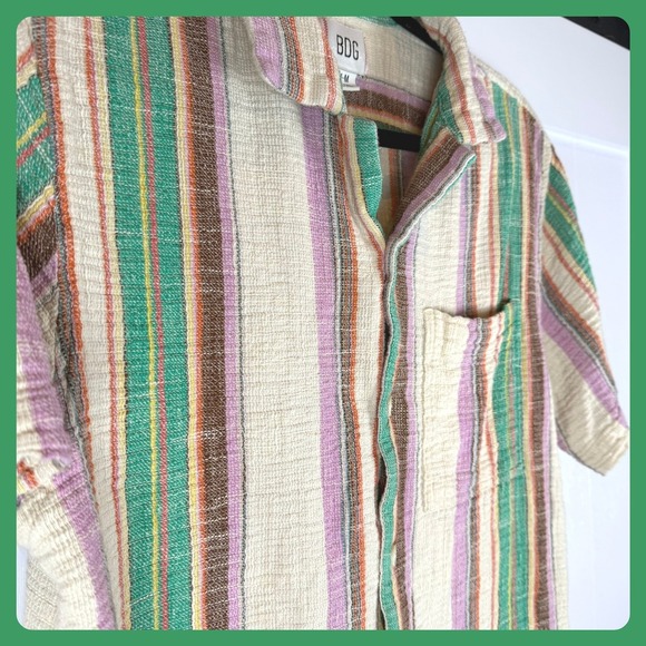 BDG Other - BDG Urban Outfitters Striped 100% Cotton Camp Shirt Casual Indie Retro Textured